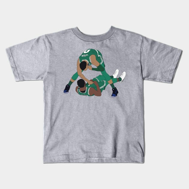 Jaylen Brown And Jayson Tatum Celebration Kids T-Shirt by rattraptees